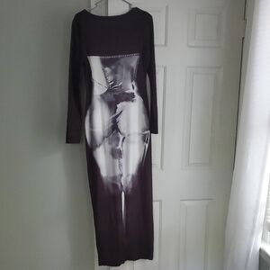 SHEIN Artistic Black and White Long Sleeve Dress